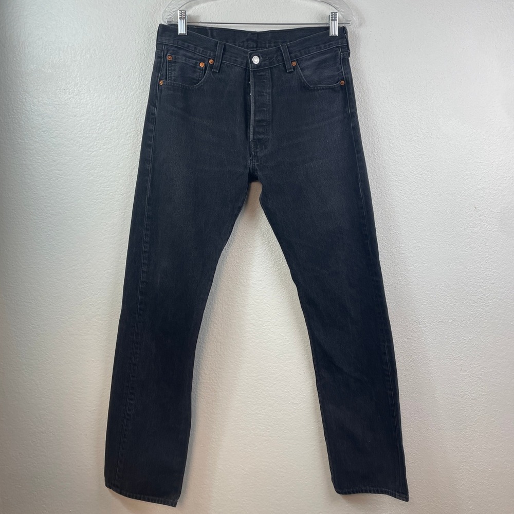 Levis 501 Mens Jeans 34x36 (actual 32x32.5) Black Straight Leg Button Fly